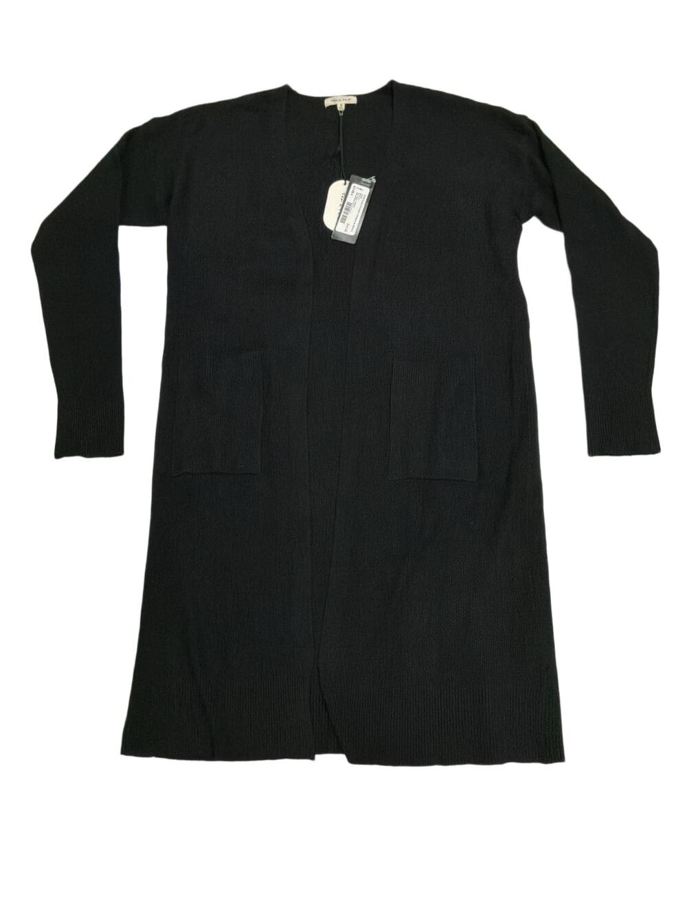 Tea N Rose Soft Touch Duster Cardigan Women's S Black Open Front Long Sweater NW
